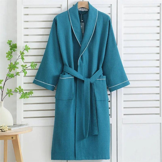 Robe de chambre Femme en coton gaufré - Vert