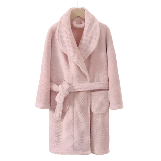 Peignoir Enfant Rose Poudré Polaire Col Châle Unisexe