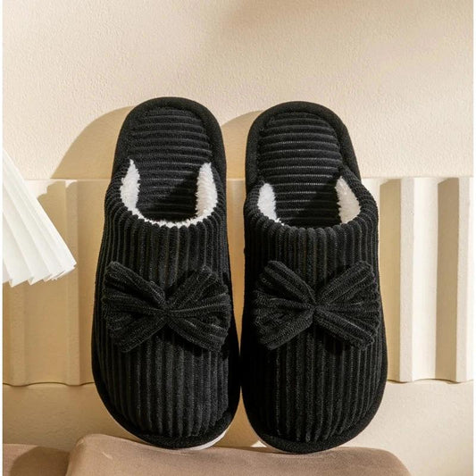 Fashion Women's Bow Slippers - Black