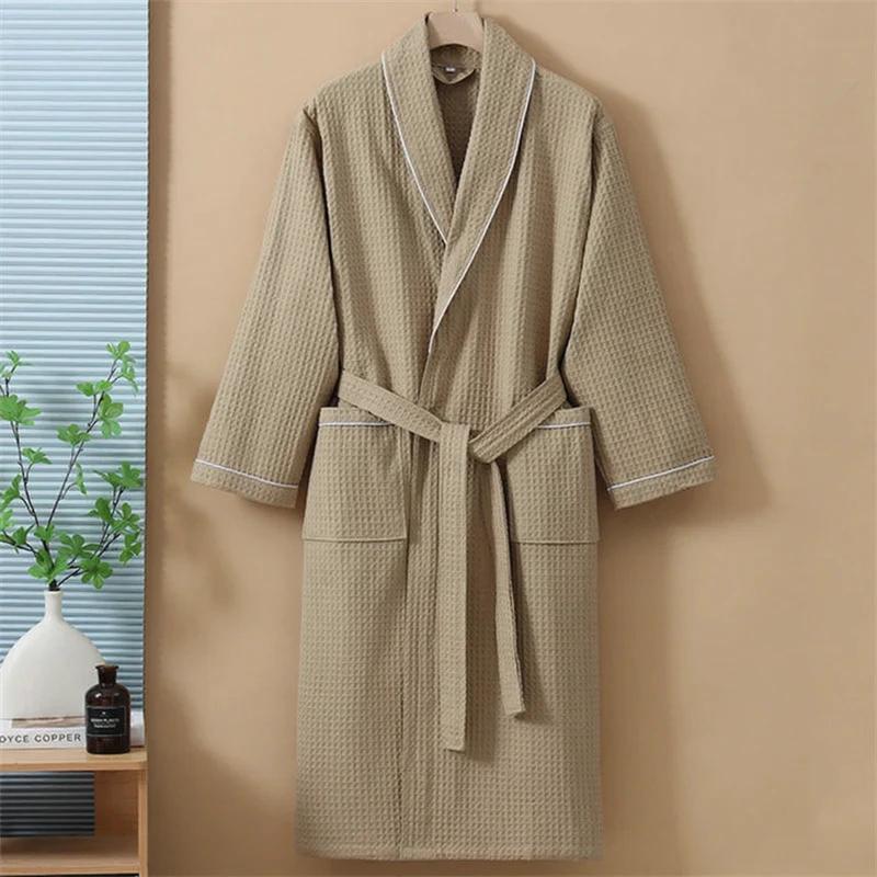 Robe de chambre Femme en coton gaufré - Kaki (Variante B)