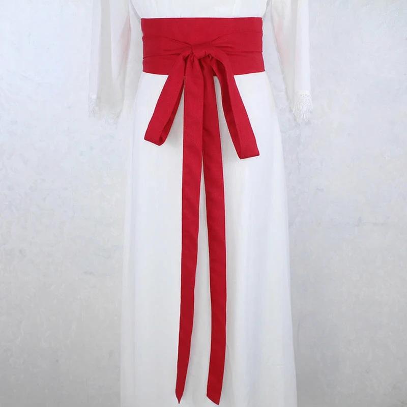 Ceinture Hanfu Antique Style Yukata Robe Kimono Obi Rouge Vif