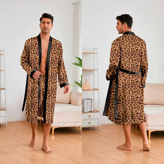Peignoir Homme Satin Style Léopard
