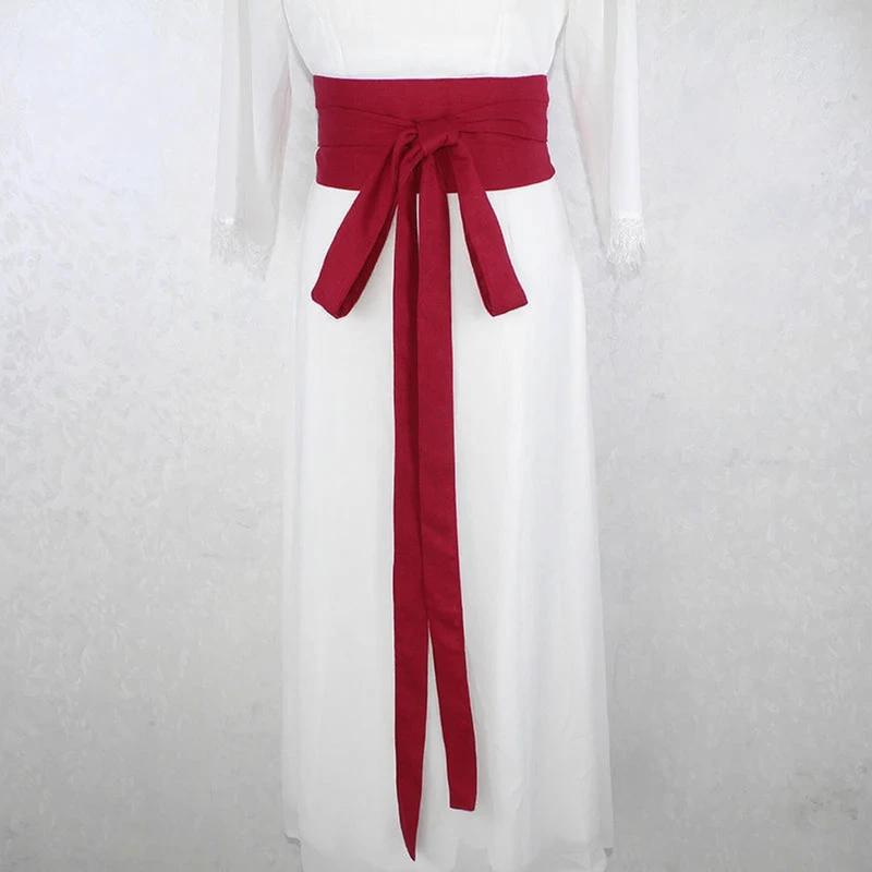 Ceinture Hanfu Antique Style Yukata Robe Kimono Obi Rouge Vin