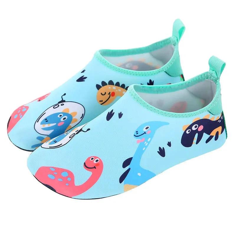 Boys Girls Soft foldable Water Shoes - Sky Blue Dinosaur