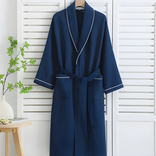 Robe de chambre Homme en coton gaufré - Bleu marine