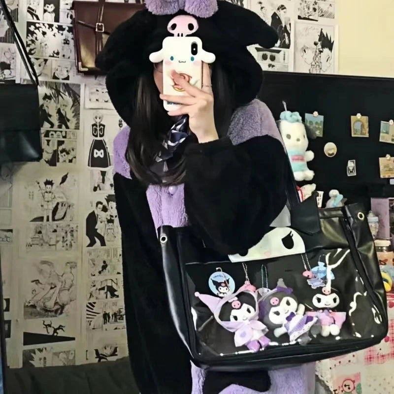 Peignoir Kuromi Violet à Capuche Polaire Enfant Fille - 4