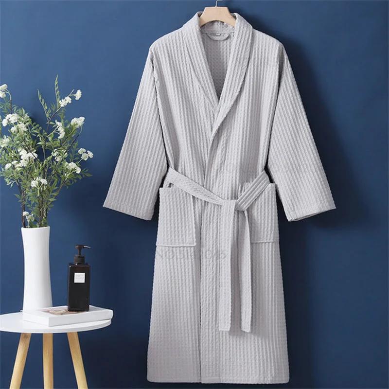 Robe de chambre Femme en coton gaufré - Gris Clair (Variante C)