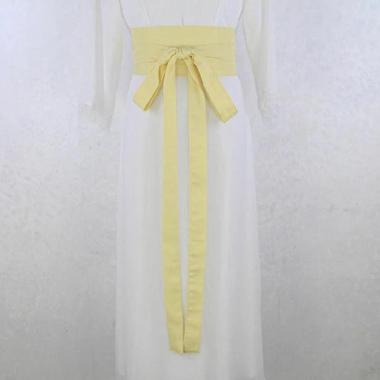 Ceinture Hanfu Antique Style Yukata Robe Kimono Obi Jaune Clair