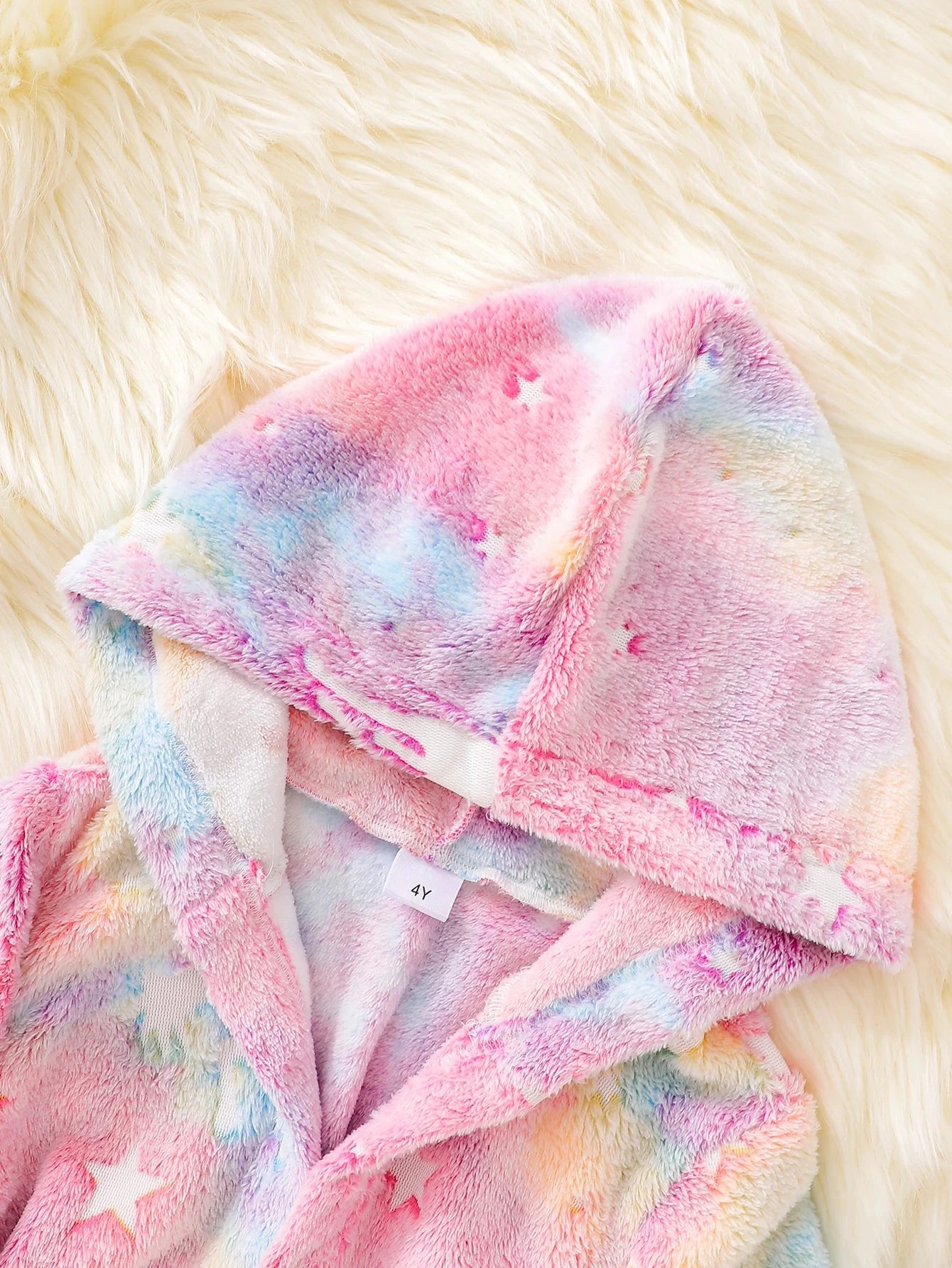 Peignoir Licorne Rose Tie-Dye Enfant Fille à Capuche - 3