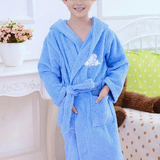 Children's Thick Version Blue Bathrobe