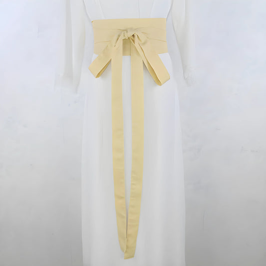 Ceinture Hanfu Antique Style Yukata Robe Kimono Obi Jaune Pastel