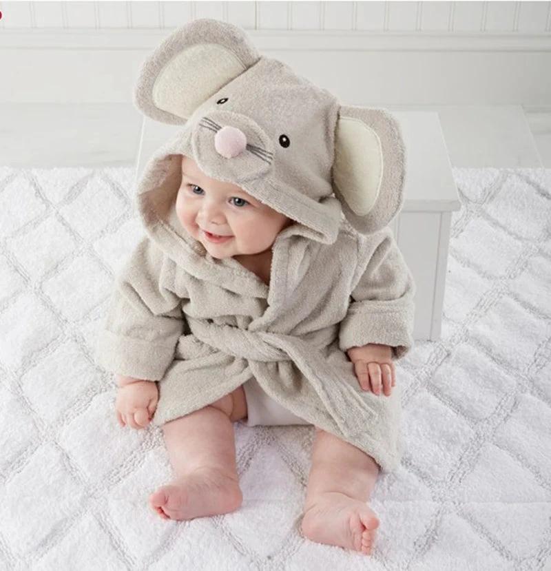 Cotton Baby Robe Bath Towel "Mouse" Cartoon Hoodies Infant Girls Boys Sleepwear Bath Blanket Kids Soft Bathrobe Pajamas Kids Clothing
