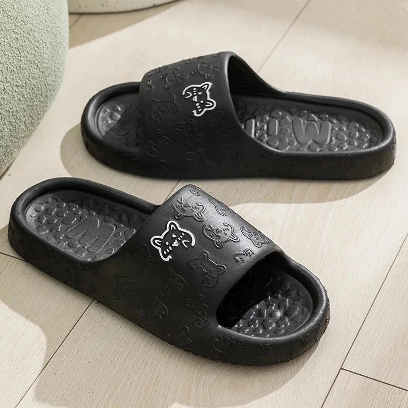 Men's Summer Slippers Home Indoor Bathroom Non-Slip Shower Sandals Black