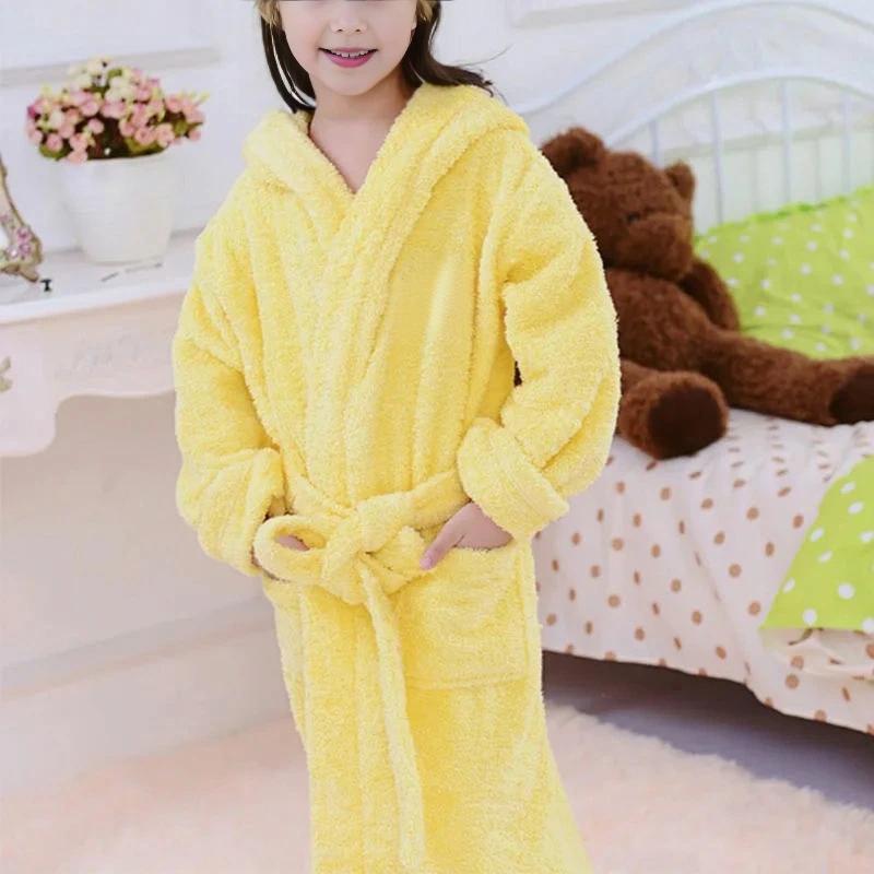 Children's Thick Version Yellow Bathrobe