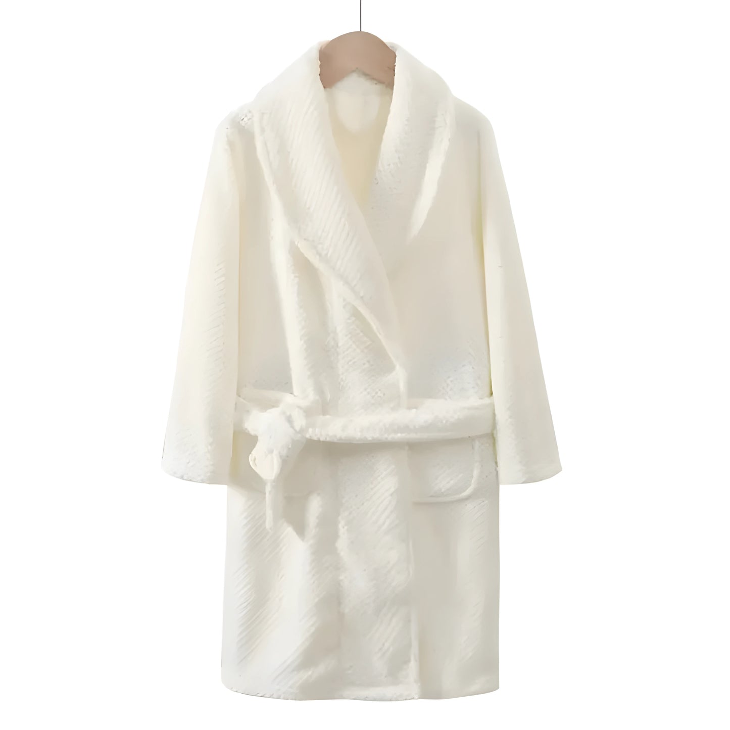 Peignoir Polaire Blanc Cassé Texture Gaufrée - Enfant Unisexe