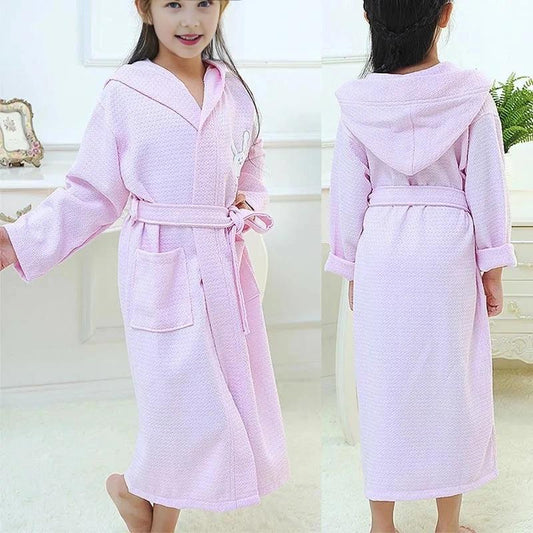 Children's Waffle Style Bathrobe Pink