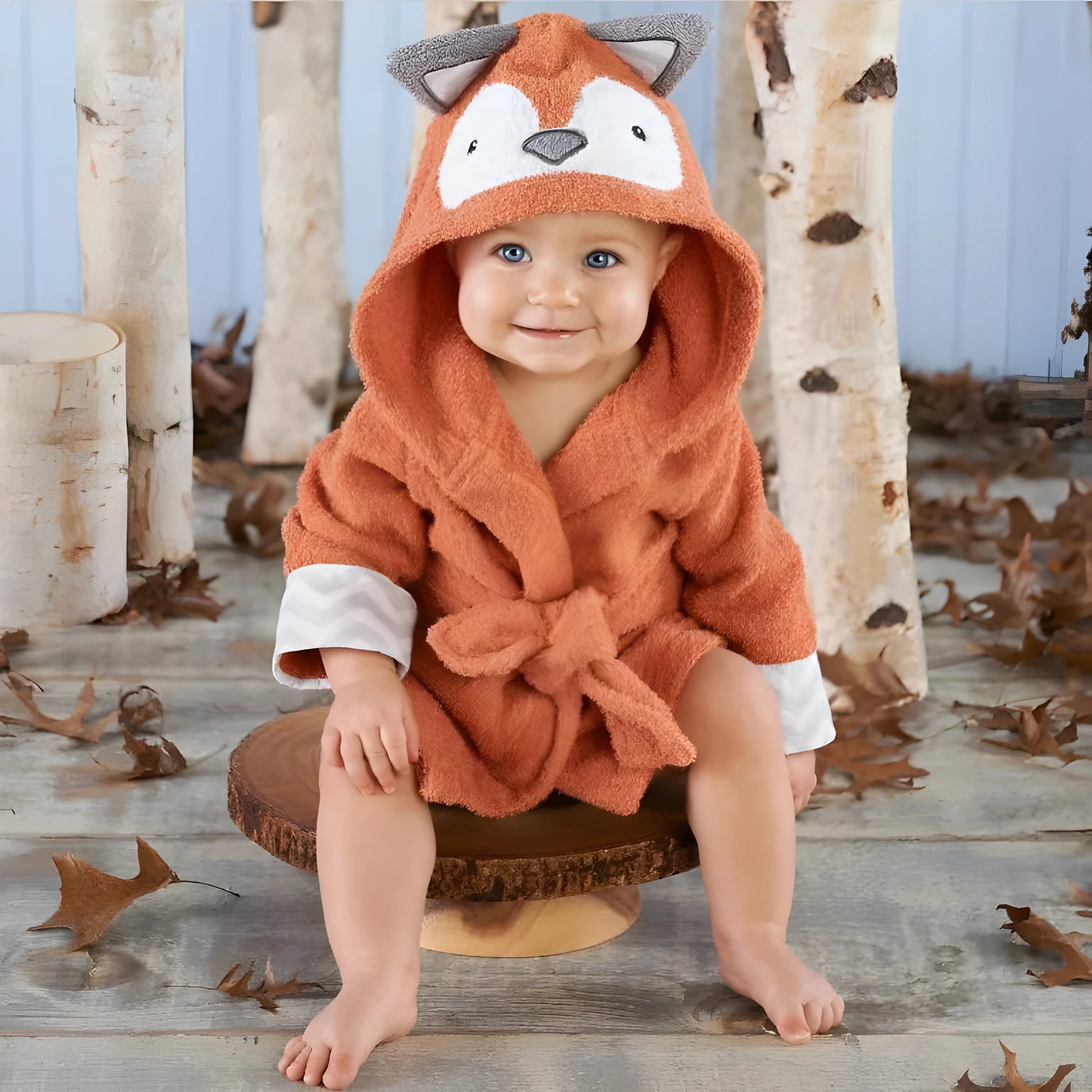 Cotton Baby Robe Bath Towel "Fox" Cartoon Hoodies Infant Girls Boys Sleepwear Bath Blanket Kids Soft Bathrobe Pajamas Kids Clothing