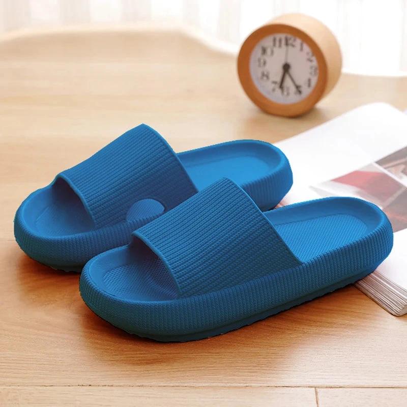 Women Thick Platform Cloud Slippers - Blue