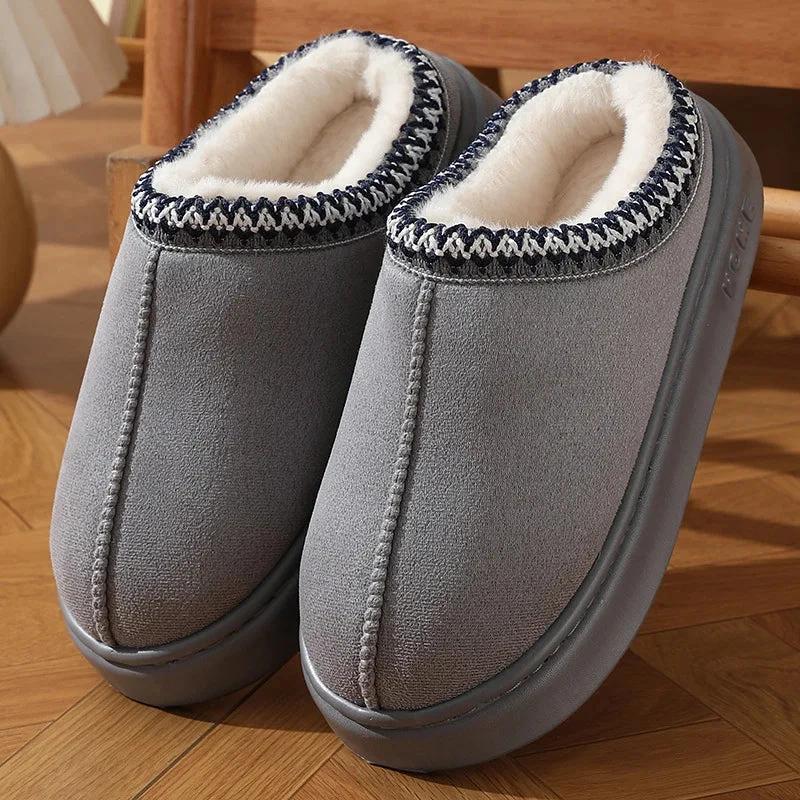 New Fashion Fluffy Platform Slippers for Women - Gray
