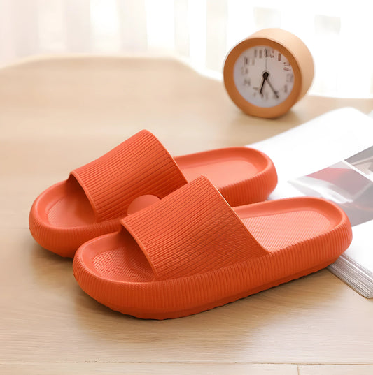 Women Thick Platform Cloud Slippers - Orange
