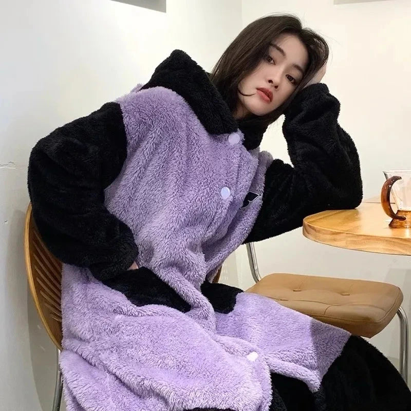 Peignoir Kuromi Violet à Capuche Polaire Enfant Fille - 2