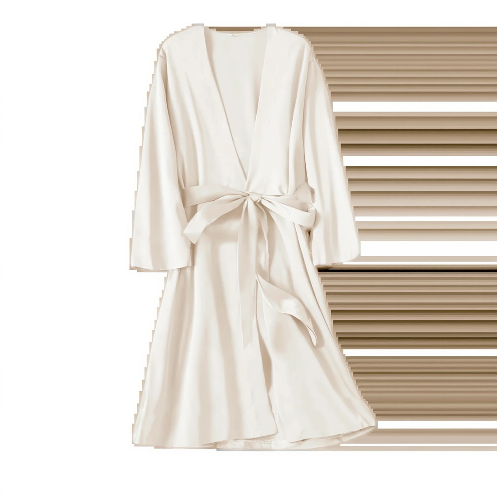 Robe satinée beige femme