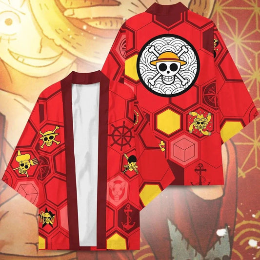 Anime One Piece Cosplay Costume Straw Hat Pirates Cloak Kimono Cardigan Robe Print Casual Coat Clothes