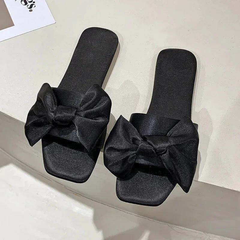 Slippers Satin Papillon Noir