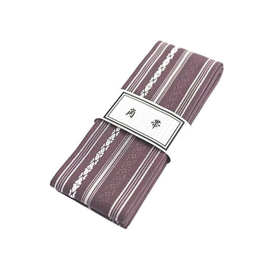 Japanese Kimono Obi Belt Men Jacquard Corner Belt with Waist Seal Shape Yukata Wabi-sabi Waistband Cotton Accessories - Purple
