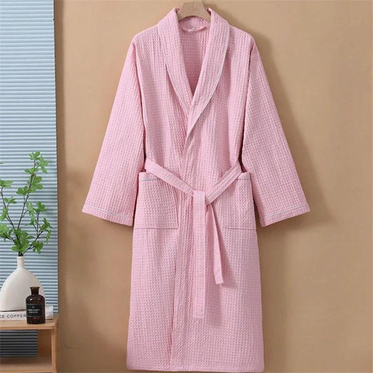 Robe de chambre Femme en coton gaufré - Rose (Variante B)
