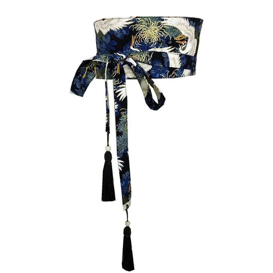 Japanese Retro Embroidered Wide Belt Women Japanese Floral Bronzing Kimono Obi Wide Belt Waistband Yukata Corset Waistband - Variante 9