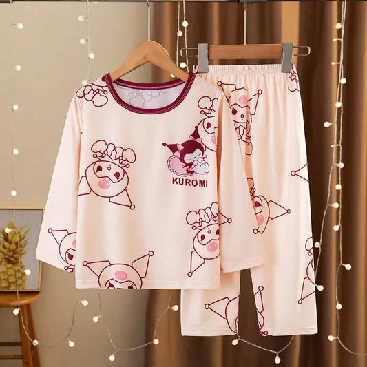 Pyjama enfant manches longues imprimé Kuromi rose et bordeaux