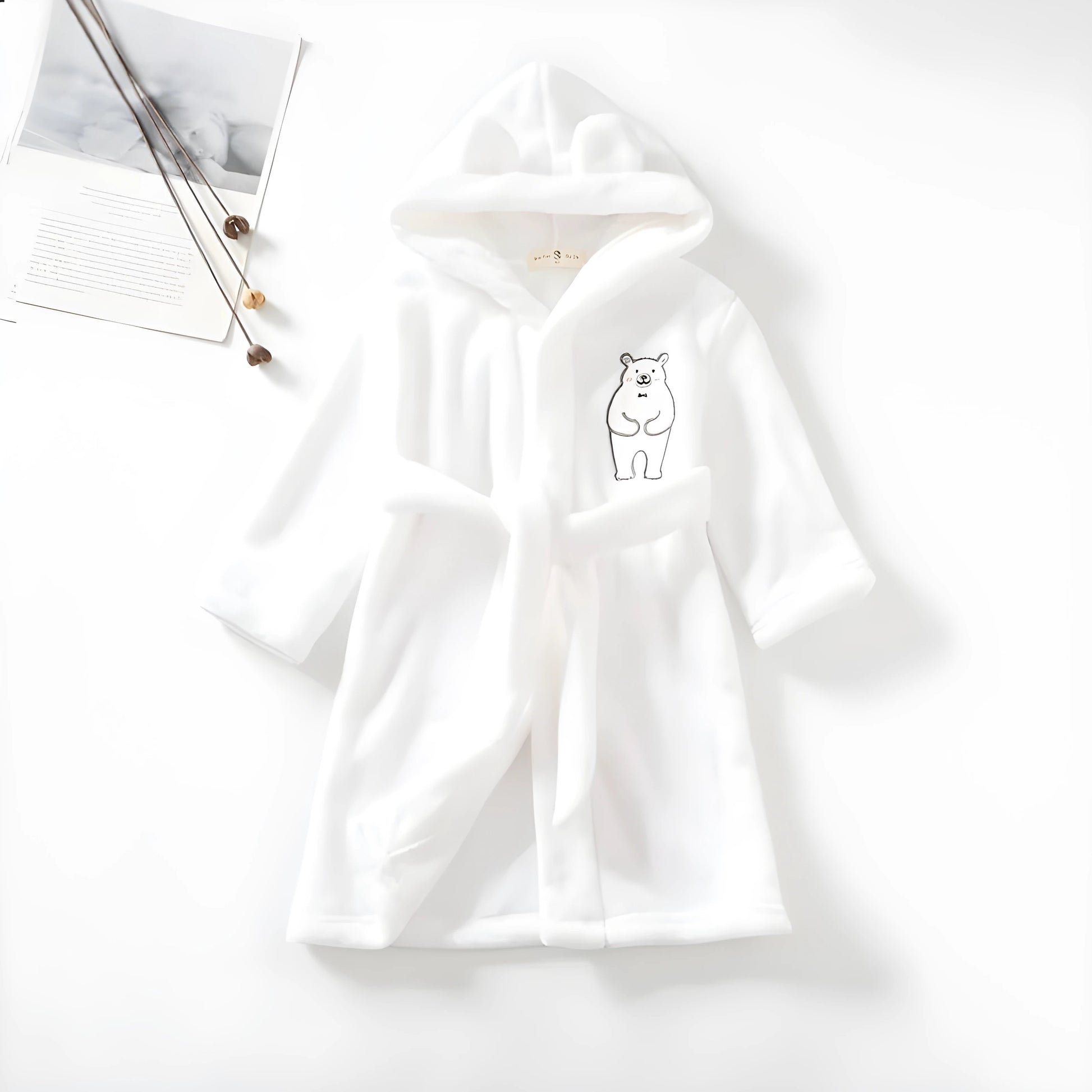 Kids Soft Pajamas Children's Winter Flannel Bathrobe White