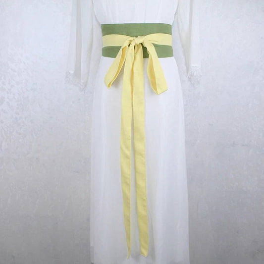 Ceinture Hanfu Antique Style Yukata Robe Kimono Obi Vert Jaune