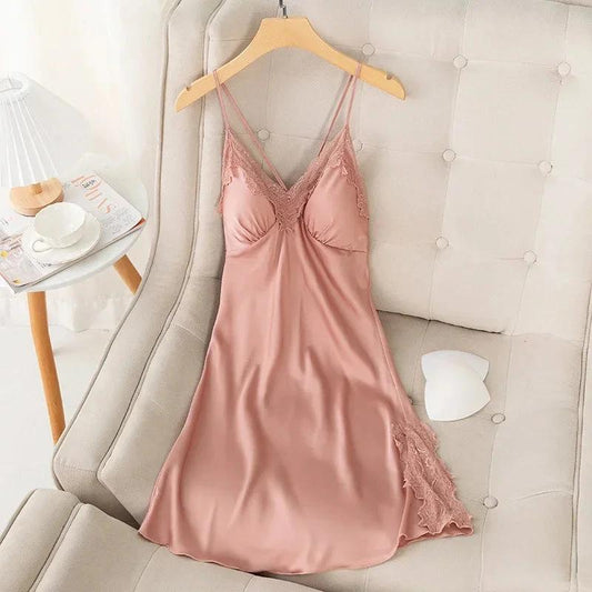 Short Nightgown Dress - Pink Short Dress D