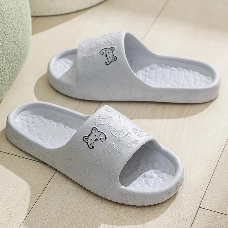 Men's Summer Slippers Home Indoor Bathroom Non-Slip Shower Sandals Gray
