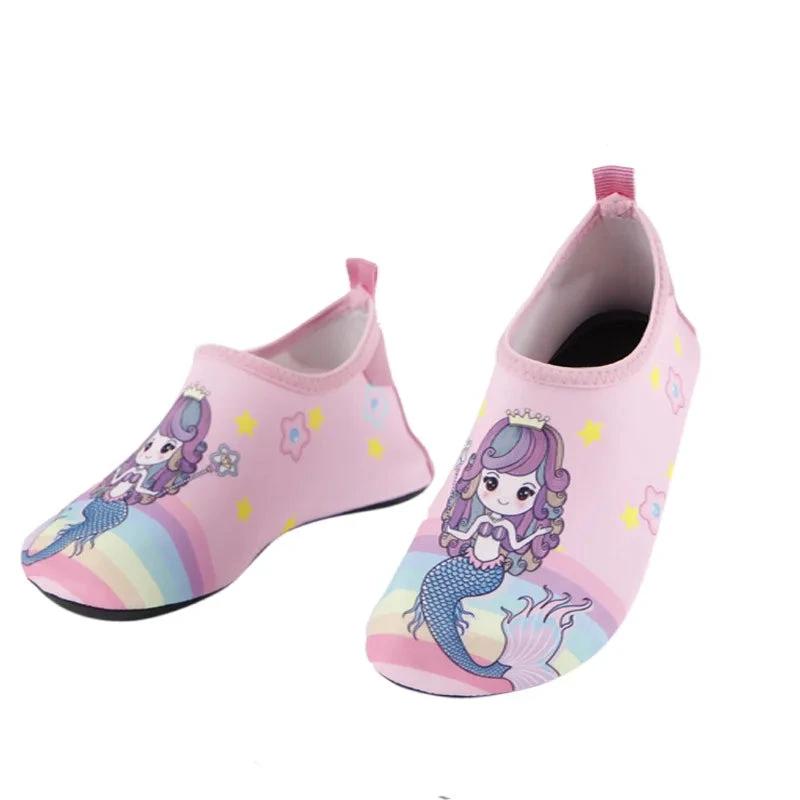 Boys Girls Soft foldable Water Shoes - Pink Fish 02