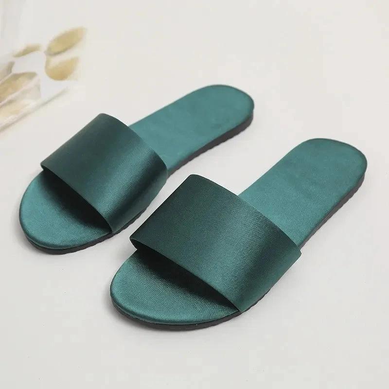 Slippers Satin Uni Vert