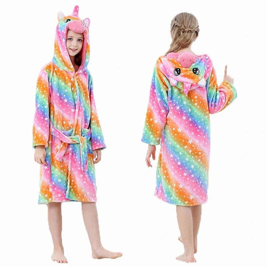 Robe de chambre "Licorne" arc-en-ciel pour enfant - Variante LS04