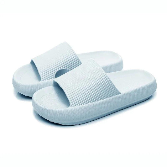 Women Thick Platform Cloud Slippers - Light Blue