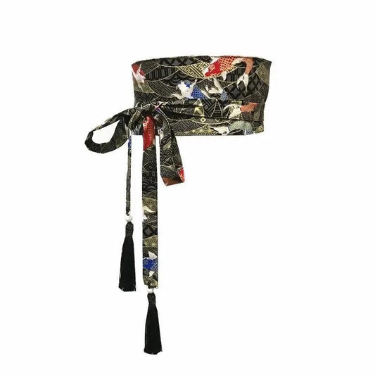 Japanese Retro Embroidered Wide Belt Women Japanese Floral Bronzing Kimono Obi Wide Belt Waistband Yukata Corset Waistband - Variante 20