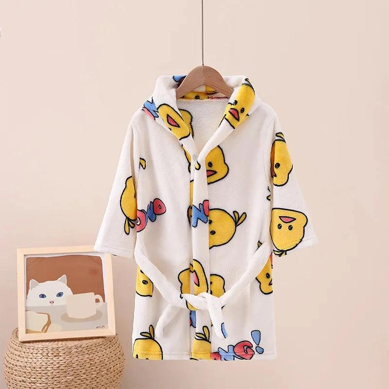 Peignoir enfant "Style 4" blanc à motifs poussins