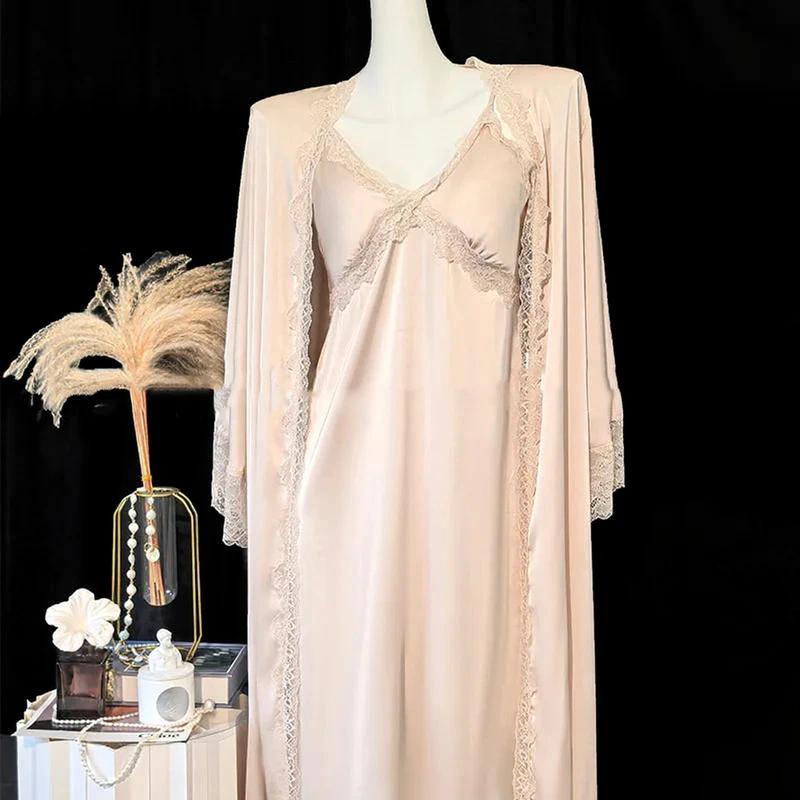Nightgown Dress with Robe - Champagne Long A