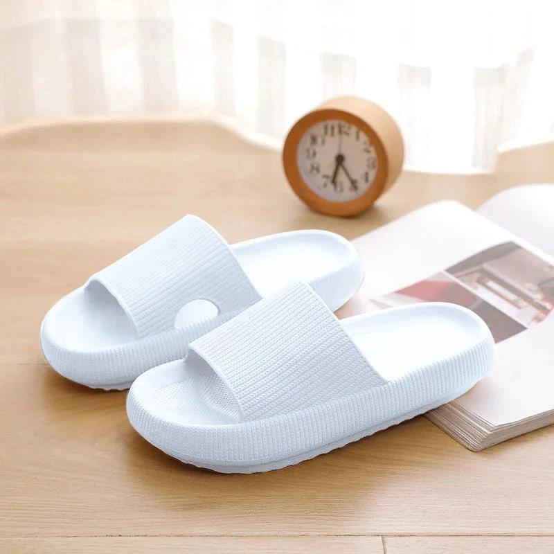 Women Thick Platform Cloud Slippers - White