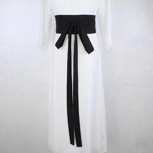 Ceinture Hanfu Antique Style Yukata Robe Kimono Obi Noir