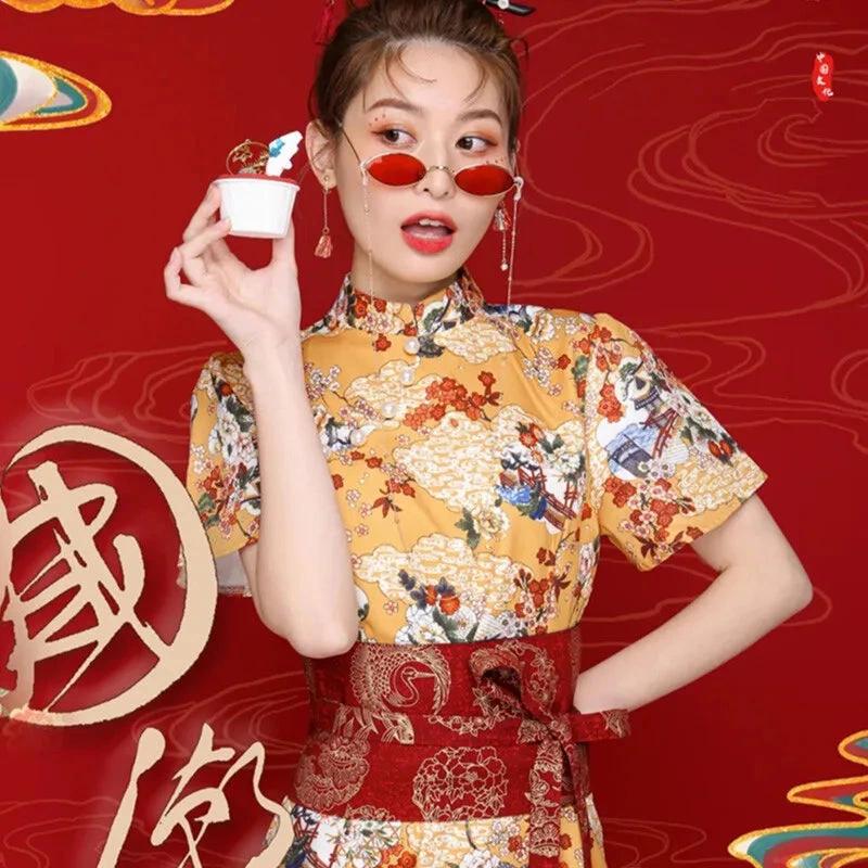 Japanese Retro Embroidered Wide Belt Women Japanese Floral Bronzing Kimono Obi Wide Belt Waistband Yukata Corset Waistband - Variante 15