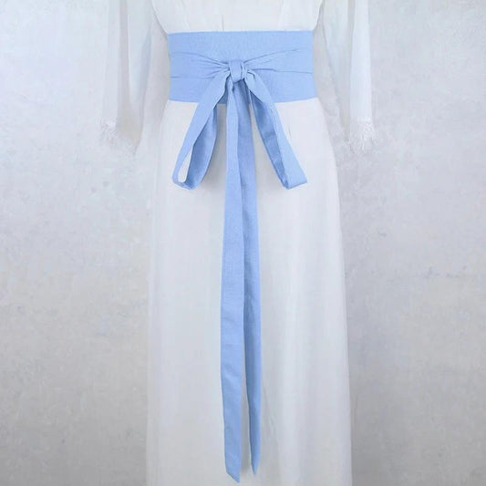 Ceinture Hanfu Antique Style Yukata Robe Kimono Obi Bleu Clair