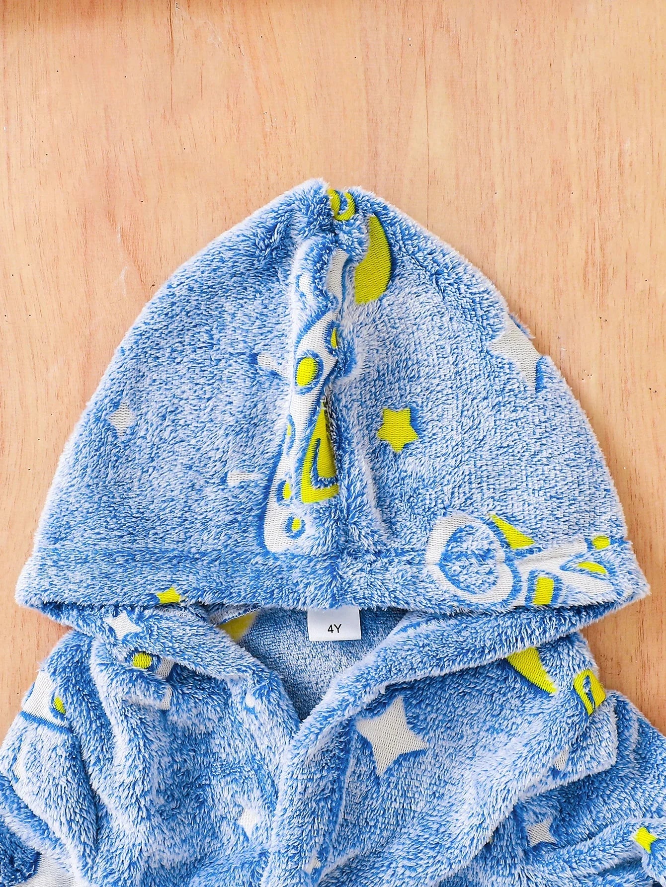 Peignoir Enfant Espace Bleu Ciel Cosmos Polaire Capuche - 2