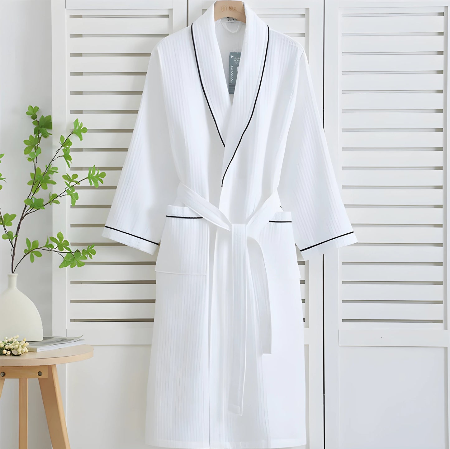 Robe de chambre Femme en coton gaufré - Blanc (Variante 1)
