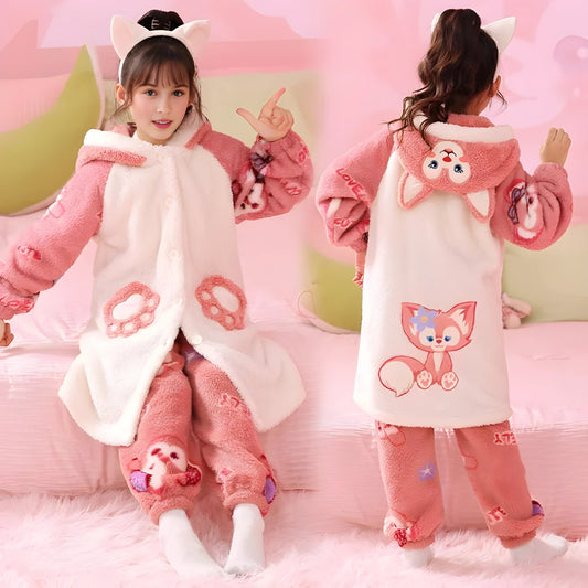 Pyjama Kawaii "E" pour enfants avec oreilles de chat